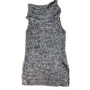 Cynthia Rowley Top Womens Cable Knit Sleeveless Black Gray Size Small  JH1295
